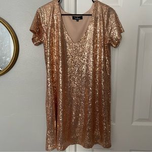 Lulu’s Rose Gold Light Up the Night Sequin Dress
